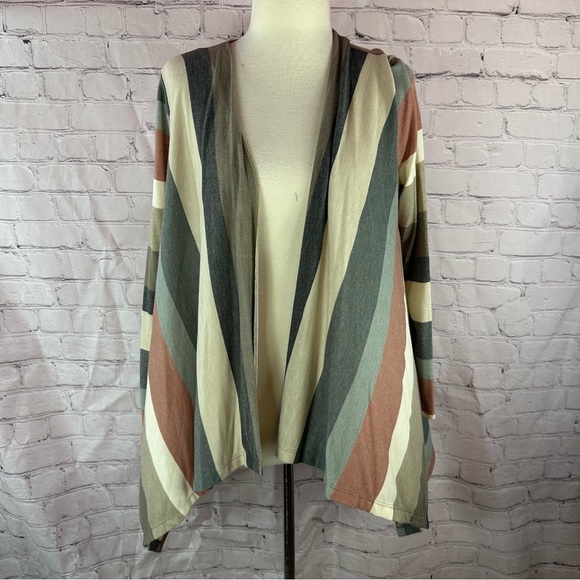 NWT Boutique striped open front cascade kimono cardigan western boho layer - Picture 2 of 11